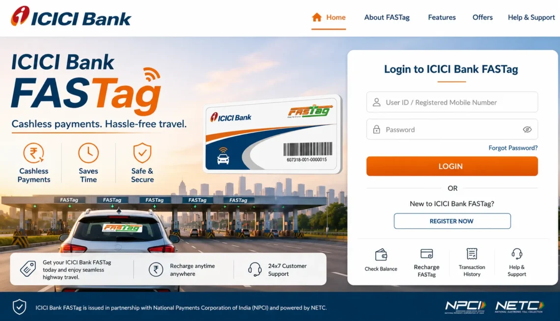 icici bank fastag login